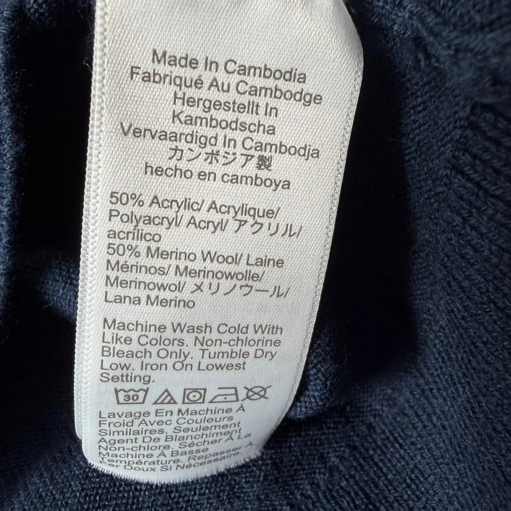 J.Crew Mens Navy Blue Merino Wool Blend Quarter Zip Sweater BB697 Size M